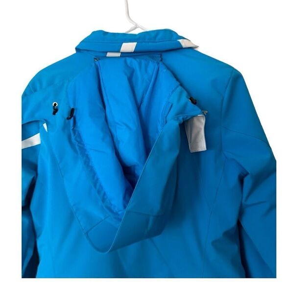 Spyder Colorblock Full Zip Amp Insulated Hooded Ski Jacket Blue White Size 6 - Picture 7 of 12